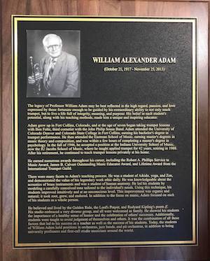 Plaque of Bill Adam Plaque of Bill Adam