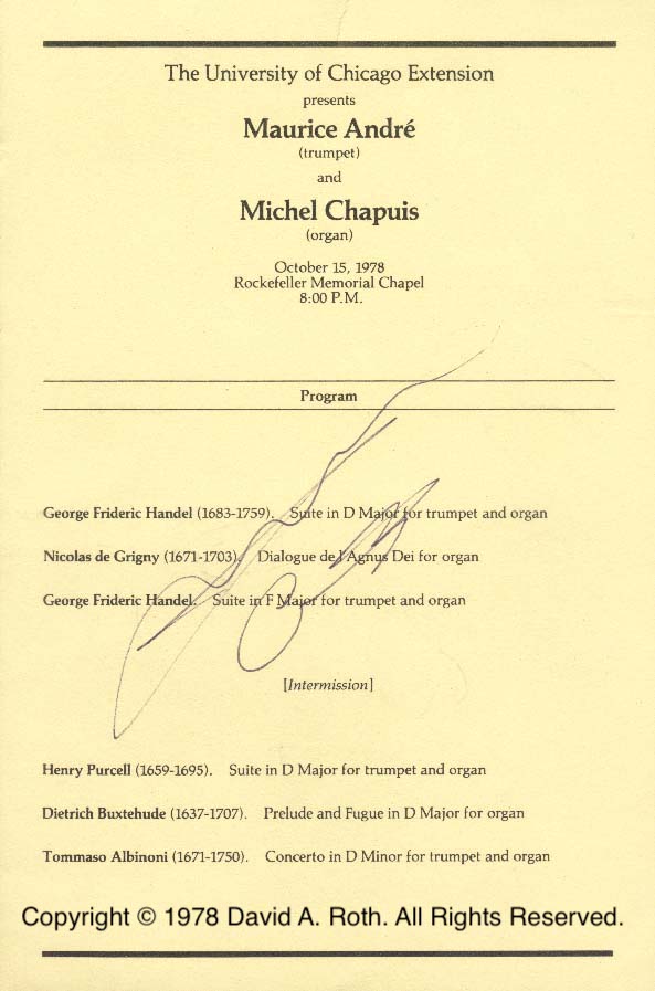André autographed program - 1978 André autographed program - 1978